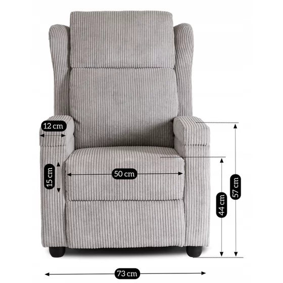 Fotoliu Cu Recliner Sakura, 73x85-136-160x105 cm, Stofa Raiata, Gri picture - 11