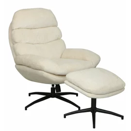 Fotoliu cu Taburet Argos, 83x93x102 h cm, Stofa Crem