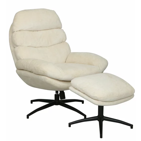 Fotoliu cu Taburet Argos, 83x93x102 h cm, Stofa Crem picture - 2