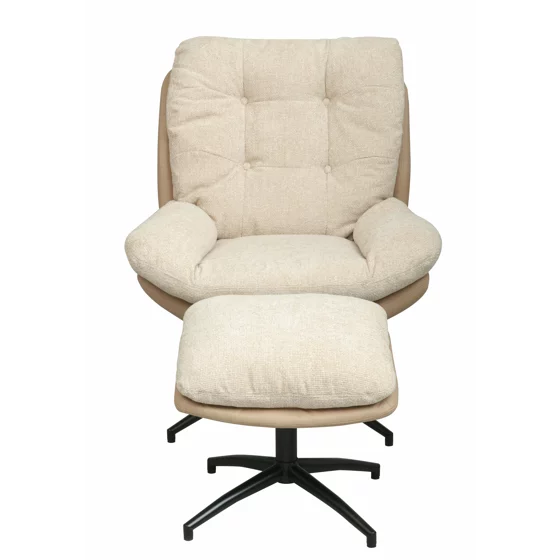 Fotoliu cu Taburet Hava, 83x93x99 h cm, Stofa Beige picture - 4