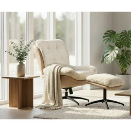 Fotoliu cu Taburet Hava, 83x93x99 h cm, Stofa Beige