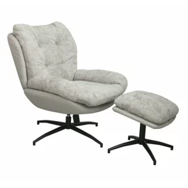 Fotoliu cu Taburet Hava, 83x93x99 h cm, Stofa, Gri