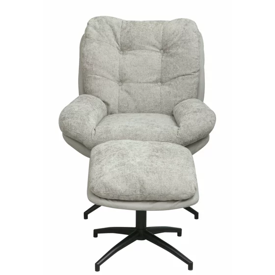 Fotoliu cu Taburet Hava, 83x93x99 h cm, Stofa, Gri picture - 3