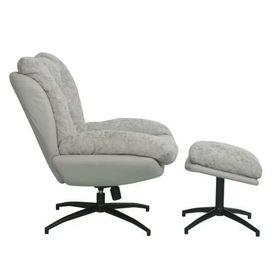 Fotoliu cu Taburet Hava, 83x93x99 h cm, Stofa, Gri picture - 4