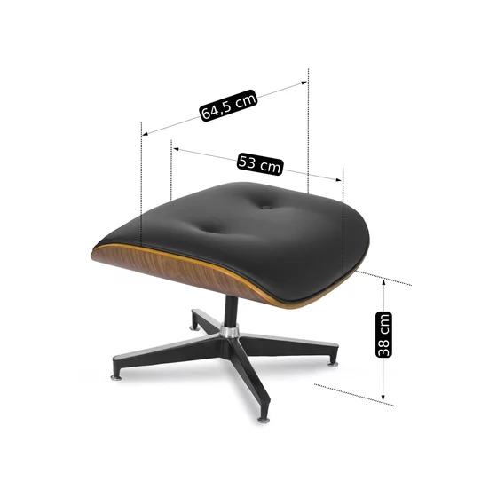 Fotoliu Cu Taburet Paksi, 86x85x81 cm, Piele Ecologica, Negru picture - 4
