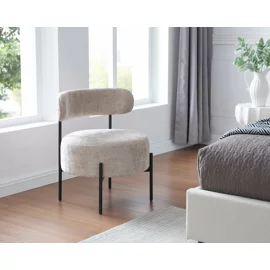 Fotoliu cu Taburet Runa, 57.5x57x69 CM, Stofa, Beige