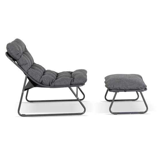 Fotoliu de Gradina cu Taburet Kamfo, 105x60x90 h cm, Structura Metalica, Gri picture - 2