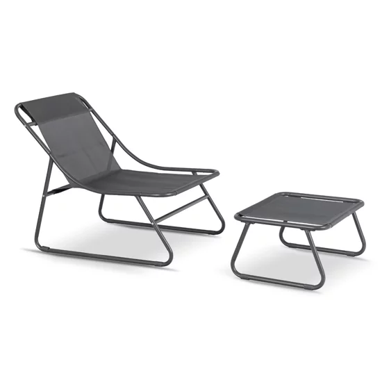 Fotoliu de Gradina cu Taburet Kamfo, 105x60x90 h cm, Structura Metalica, Gri picture - 4