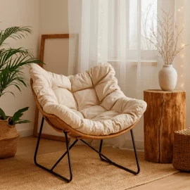Fotoliu de Gradina Fieme, 80x90x90 h cm, Ratan Sintetic, Beige