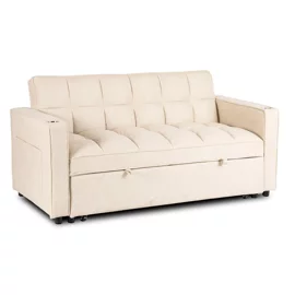 Fotoliu Dublu Extensibil Astana 2, 164x103x82 h cm, Stofa, Beige