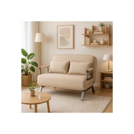 Fotoliu Dublu Extensibil Bamako 2, 105.5x72-185x83 cm, Stofa, Beige