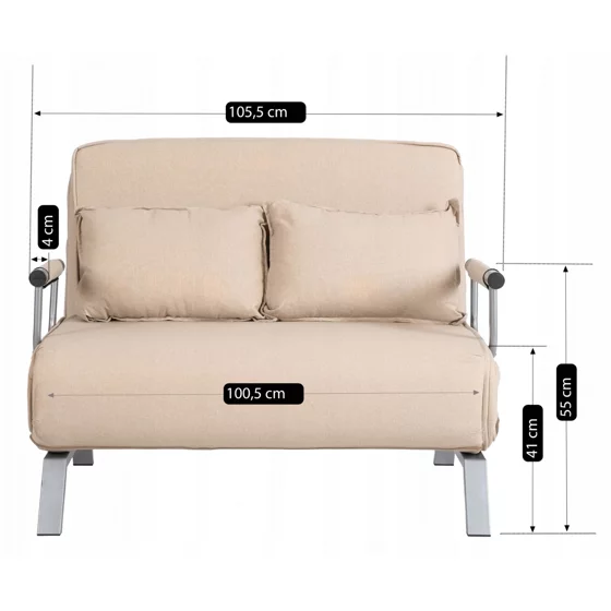 Fotoliu Dublu Extensibil Bamako 2, 105.5x72-185x83 cm, Stofa, Beige picture - 10