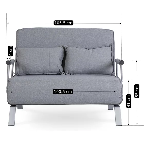 Fotoliu Dublu Extensibil Bamako 2, 105.5x72-185x83 cm, Stofa, Gri picture - 8