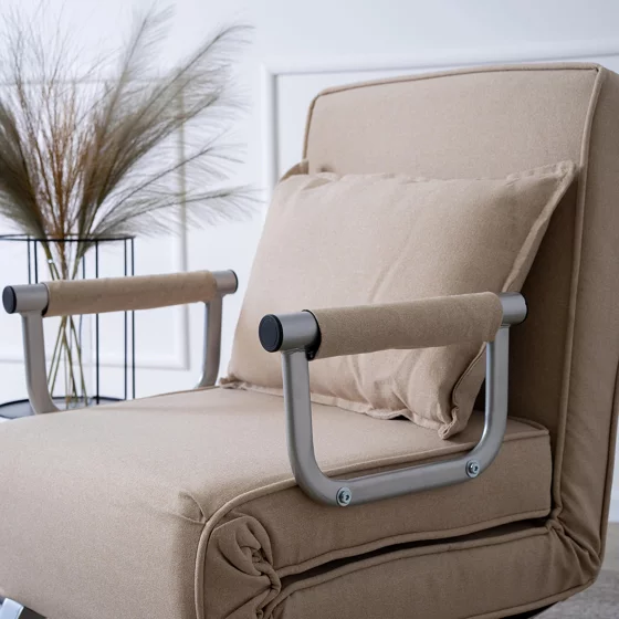 Fotoliu Extensibil Bamako, 63x72-183x83 cm, Stofa, Beige picture - 8