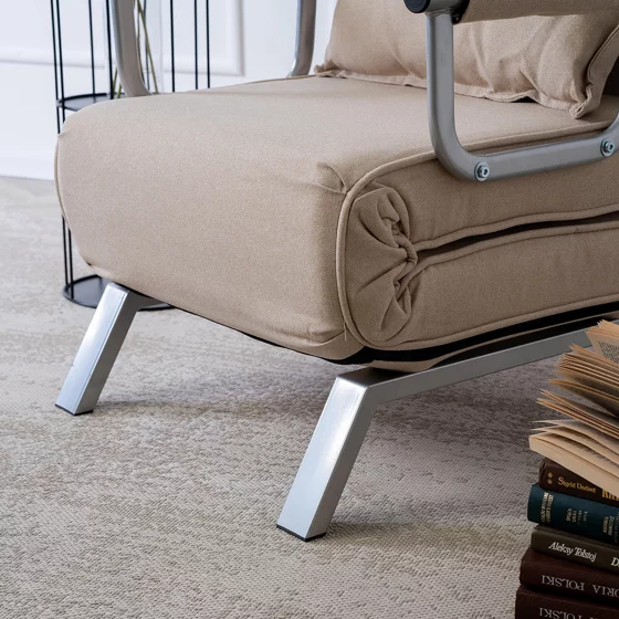 Fotoliu Extensibil Bamako, 63x72-183x83 cm, Stofa, Beige picture - 9