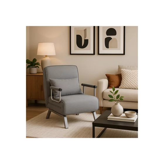 Fotoliu Extensibil Bamako, 63x72-183x83 cm, Stofa, Gri picture - 1