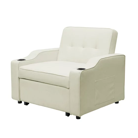 Fotoliu Extensibil Nixi, 96.5x84.5x81 h cm, Stofa, Crem,m picture - 3