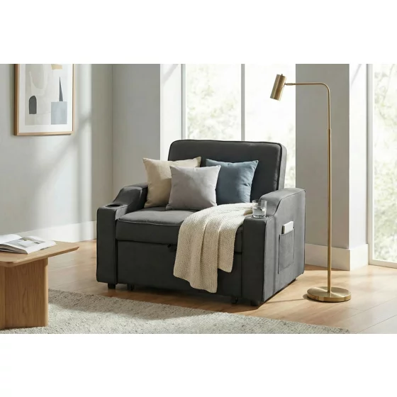 Fotoliu Extensibil Nixi, 96.5x84.5x81 h cm, Stofa, Gri picture - 1