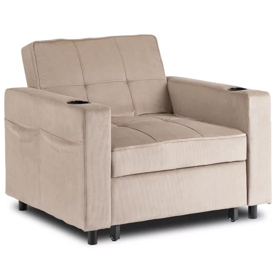 Fotoliu Extensibil Sanya, 99x92-186x84 h cm, Beige, Catifea Raiata picture - 11