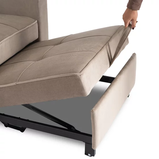 Fotoliu Extensibil Sanya, 99x92-186x84 h cm, Beige, Catifea Raiata picture - 12