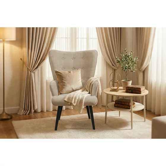 Fotoliu Minos, 67x74x97 h cm, Stofa Ecru picture - 1