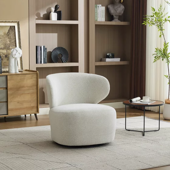 Fotoliu Rotativ Duarte, 73x76x76 h cm, Stofa, Beige Deschis picture - 1