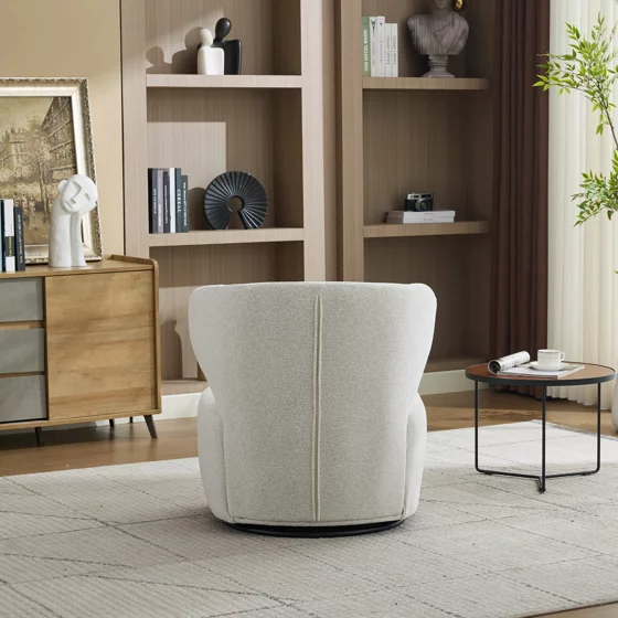 Fotoliu Rotativ Duarte, 73x76x76 h cm, Stofa, Beige Deschis picture - 4