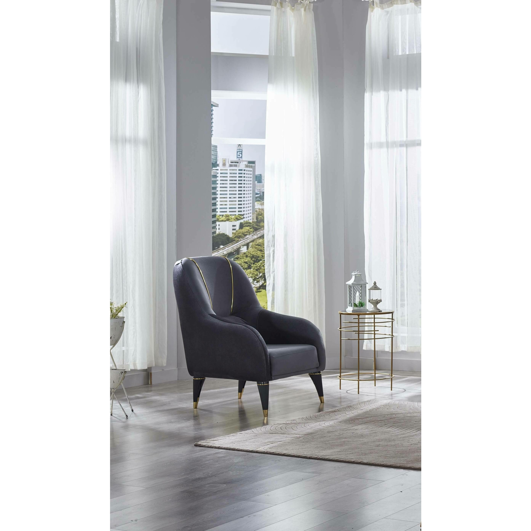 Fotoliu serva, 75x75x100 cm, velvet 412 grey