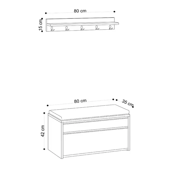 Garderoba Boby 80x35x42 cm, Stejar picture - 4