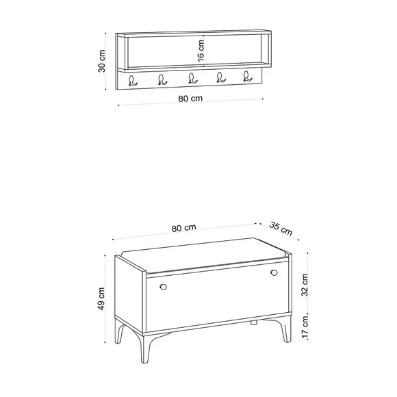 Garderoba Scoty, 80x35x49 cm, Alb-Negru picture - 3