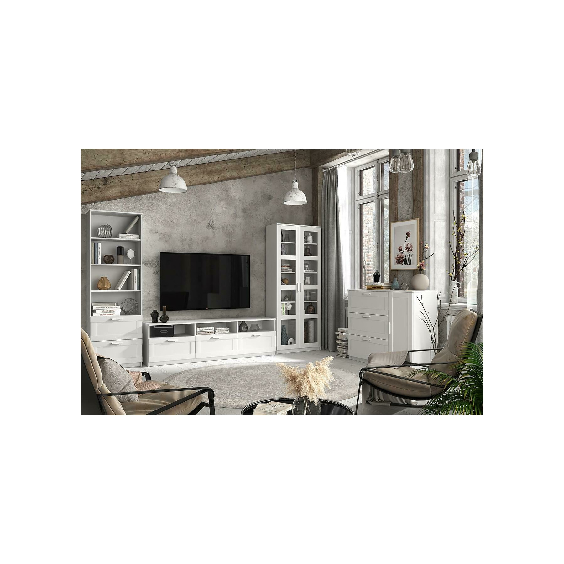 Living skagen, 336x42.2x190 cm, alb mat