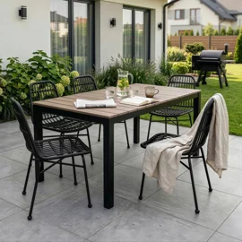 Masa De Gradina Extensibila Arges, 160-210x90x74 cm, Metal/Compozit, Negru/Nuc