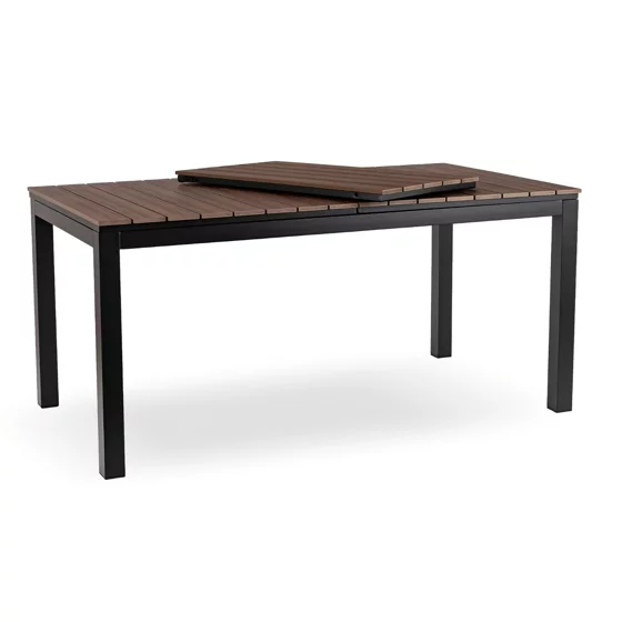 Masa De Gradina Extensibila Arges, 160-210x90x74 cm, Metal/Compozit, Negru/Nuc picture - 3