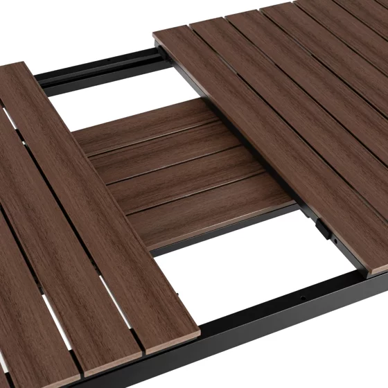Masa De Gradina Extensibila Arges, 160-210x90x74 cm, Metal/Compozit, Negru/Nuc picture - 6