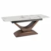 Masa Extensibila Agadir, 160-200x90x76 cm, Blat Ceramic, Nuc/Alb Marmura picture - 5