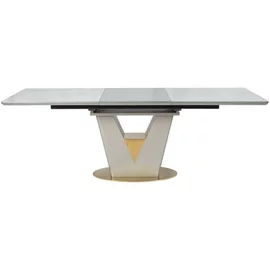 Masa Extensibila Athos, 160-220x90x76 h cm, Blat Ceramic + MDF, Beige/Gri Glossy