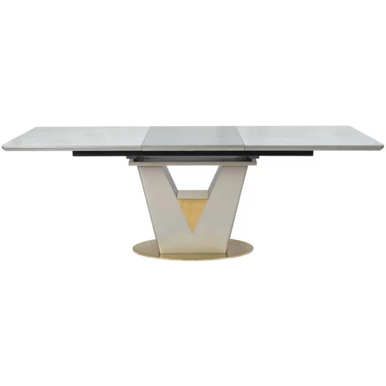 Masa Extensibila Athos, 160-220x90x76 h cm, Blat Ceramic + MDF, Beige/Gri Glossy picture - 1