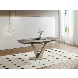 Masa Extensibila Atrium, 120-180x90x75 cm, Metal/Piatra Sinterizata, Gri Tip Piatra/Champagne