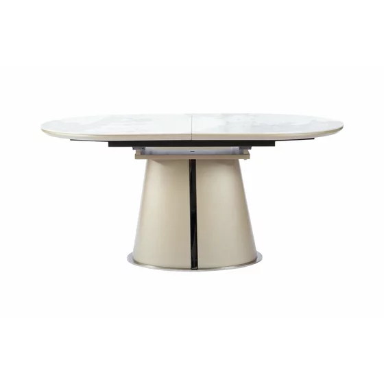 Masa Extensibila Bern 160-200x90x76 h cm, Blat Ceramic + MDF, Alb Marmura/Beige picture - 1