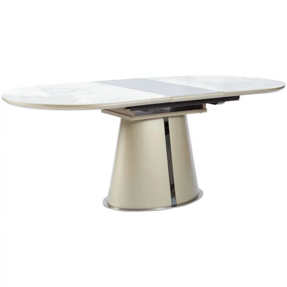 Masa Extensibila Bern 160-200x90x76 h cm, Blat Ceramic + MDF, Alb Marmura/Beige picture - 3