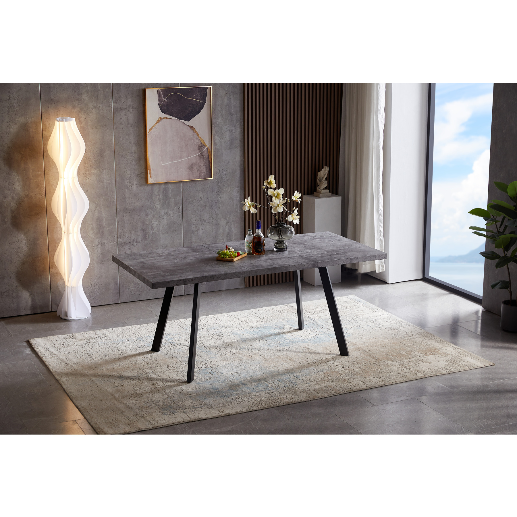 Masa extensibila calvin 140-180x85x76 cm, gri beton