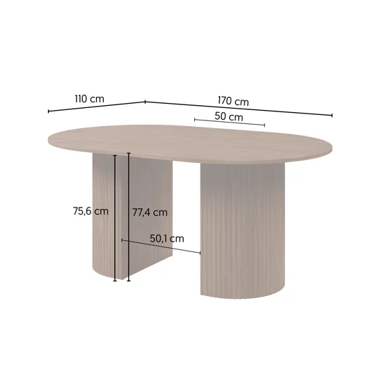 Masa Extensibila Cavo, 120-170-220x110x77.4 h cm, Picior Riflat, Nuc Lincoln picture - 3
