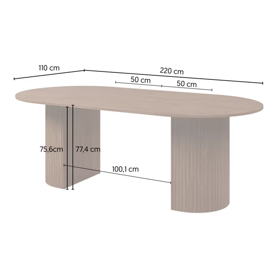 Masa Extensibila Cavo, 120-170-220x110x77.4 h cm, Picior Riflat, Nuc Lincoln picture - 4