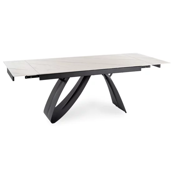 Masa Extensibila Digos, 160-220x90x76 cm, Blat Ceramic, Negru/Alb picture - 4