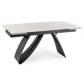 Masa Extensibila Digos, 160-220x90x76 cm, Blat Ceramic, Negru/Alb