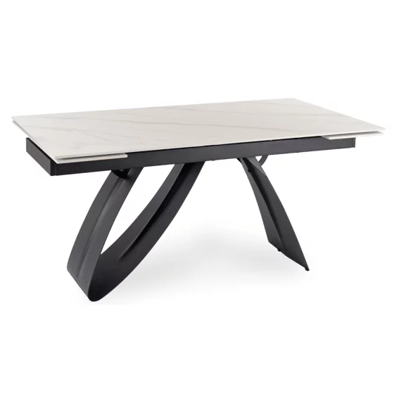 Masa Extensibila Digos, 160-220x90x76 cm, Blat Ceramic, Negru/Alb picture - 2
