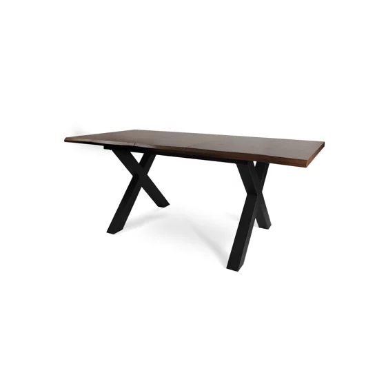 Masa Extensibila Ebon, 145-185x90x76 h cm, Metal/MDF, Negru/Stejar Inchis picture - 4