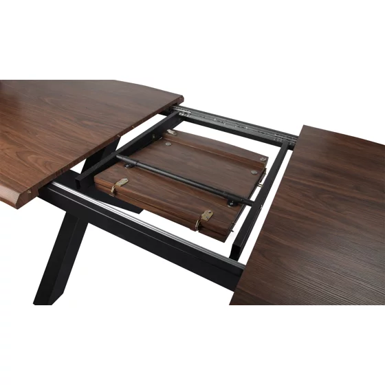 Masa Extensibila Ebon, 145-185x90x76 h cm, Metal/MDF, Negru/Stejar Inchis picture - 5