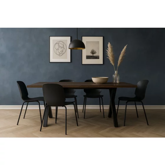 Masa Extensibila Ebon, 145-185x90x76 h cm, Metal/MDF, Negru/Stejar Inchis picture - 9