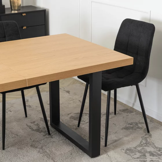 Masa Extensibila Effon, 160-210-260x90x77 h cm, Metal/MDF, Negru/Stejar picture - 4